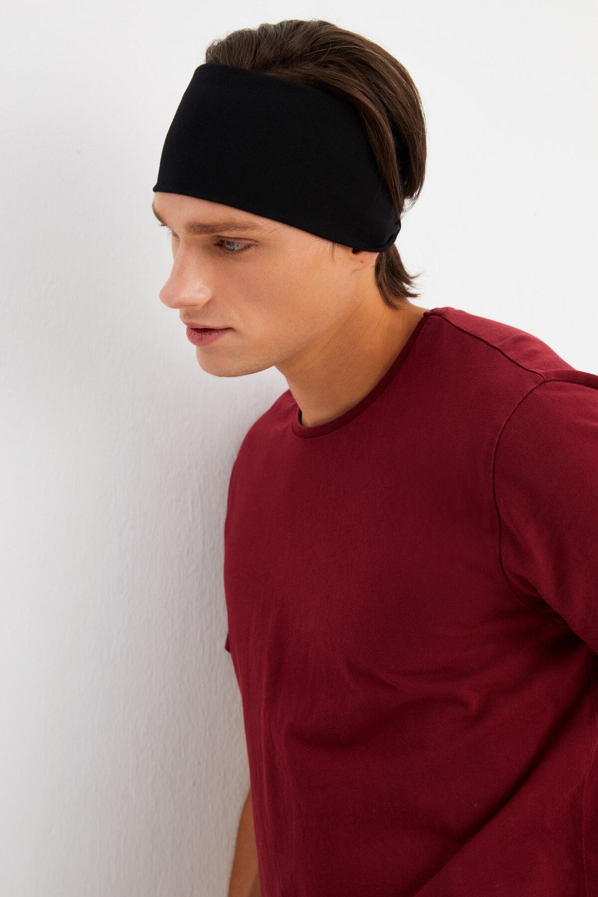 Erkek Pamuklu Penye, Kaymaz, Ultra Hafif, Spor Geniş Saç Bandı Bandana Buff 3