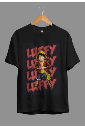Oversize One Piece Monkey D. Luffy Anime Karakter Baskılı Özel Tasarım Tişört AKRB0836V
