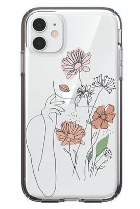 Iphone 11 Kamera Korumalı Şeffaf World Art Woman Flowers Baskı Desenli Kılıf BCIPH11SEFMNKKLPLER
