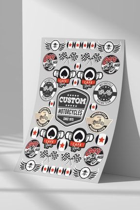 Motorcycle Cafe Racer Sticker Seti, Düz Yüzeyler Için A4 Boyutu Çıkartma Etiket Seti SM1041