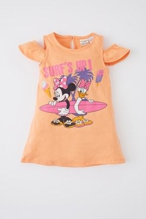 Kız Bebek Disney Mickey & Minnie Bisiklet Yaka Kısa Kollu Elbise Y1575A222SM
