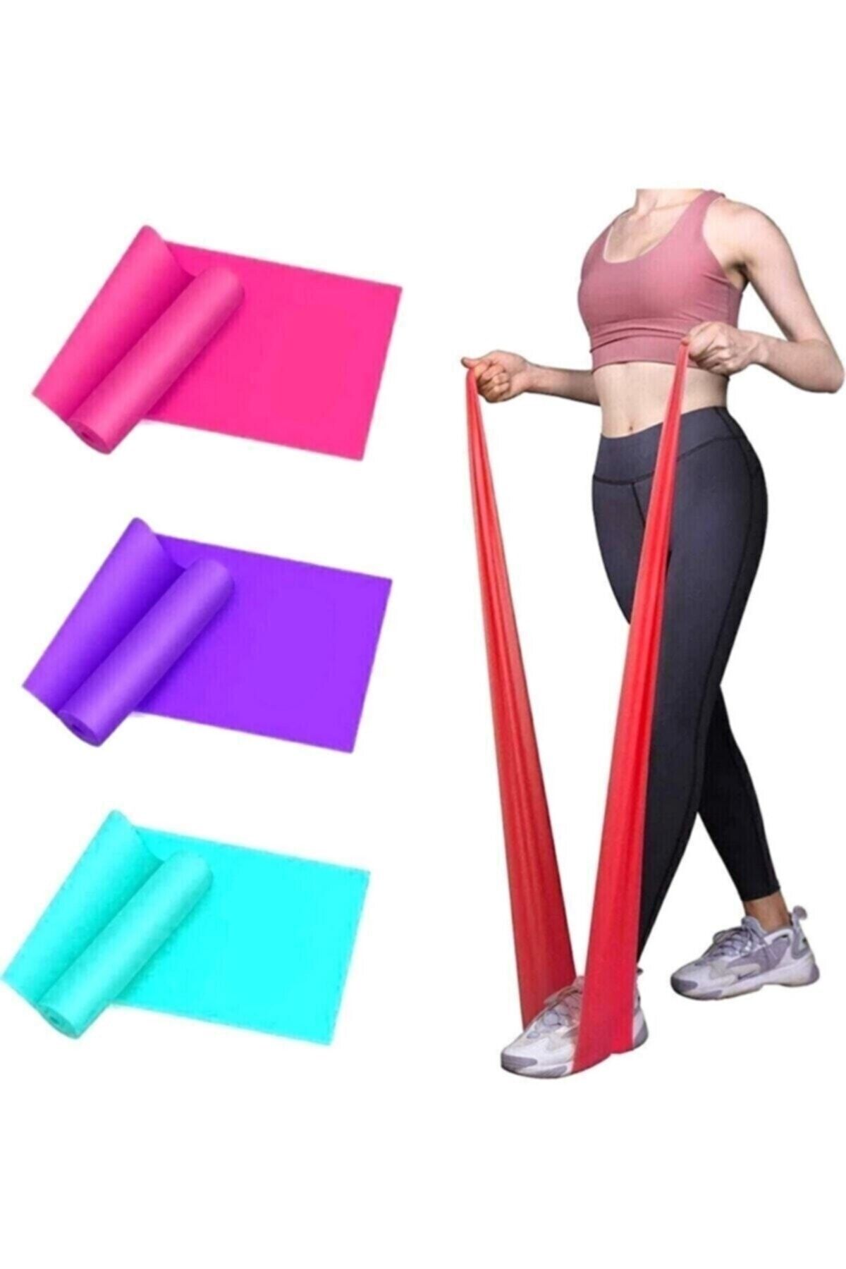 MultiFlexPro Pilates Band Set of 3 150x15 Cm Pilates Elastic Exercise  Aerobic Band with 3 Different Resistance Levels - Trendyol
