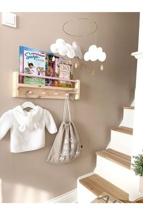 40 Cm Naturel Pembe Raf Askılık Montessori Kitaplık Çocuk Odası Aksesuar Dekorasyon Ty55555555555
