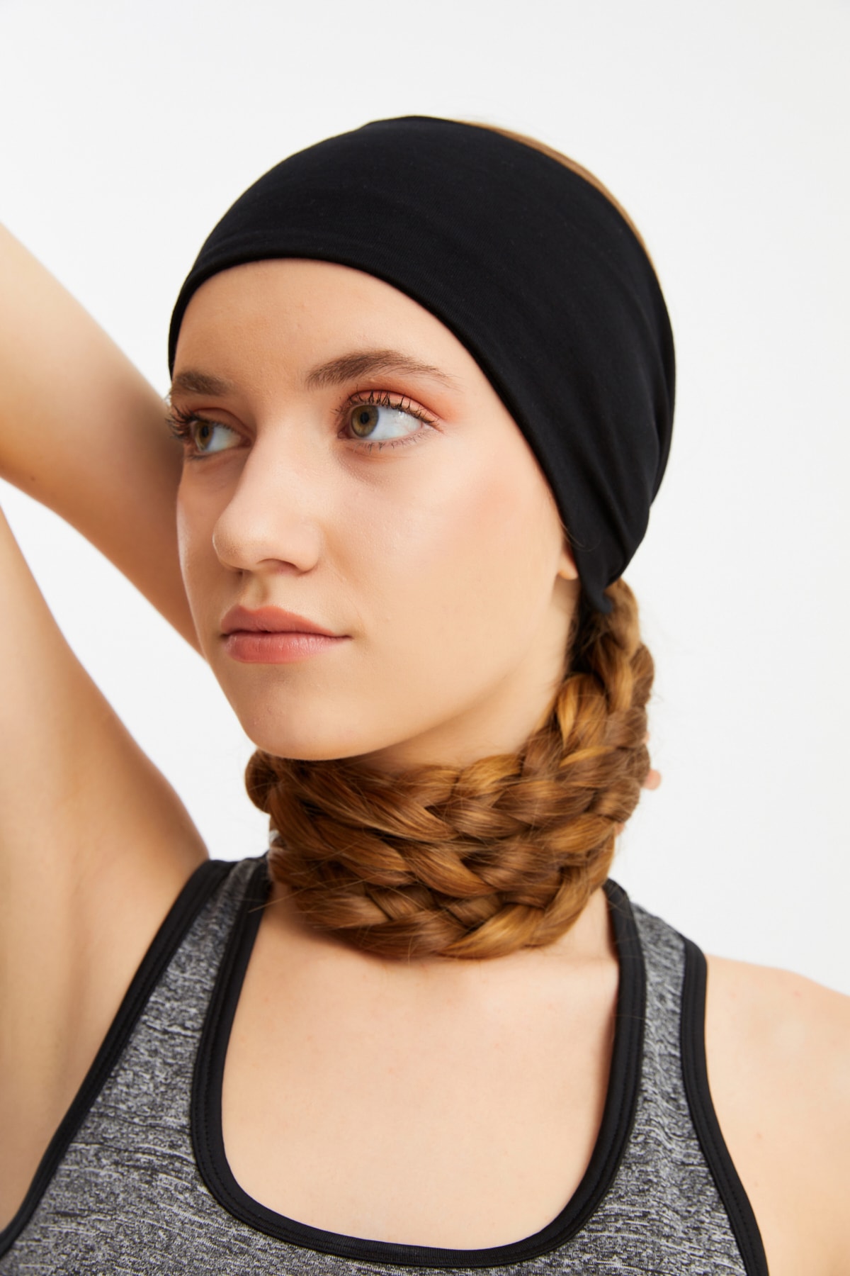 Kadın Çift Taraflı Kullanım Alternatifli, Pamuklu Penye, Kaymaz, Hafif, Spor Saç Bandı Bandana 7