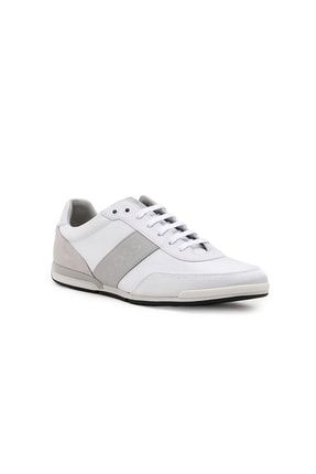 Beyaz - Logolu Deri Sneaker Erkek Ayakkabı 50470364