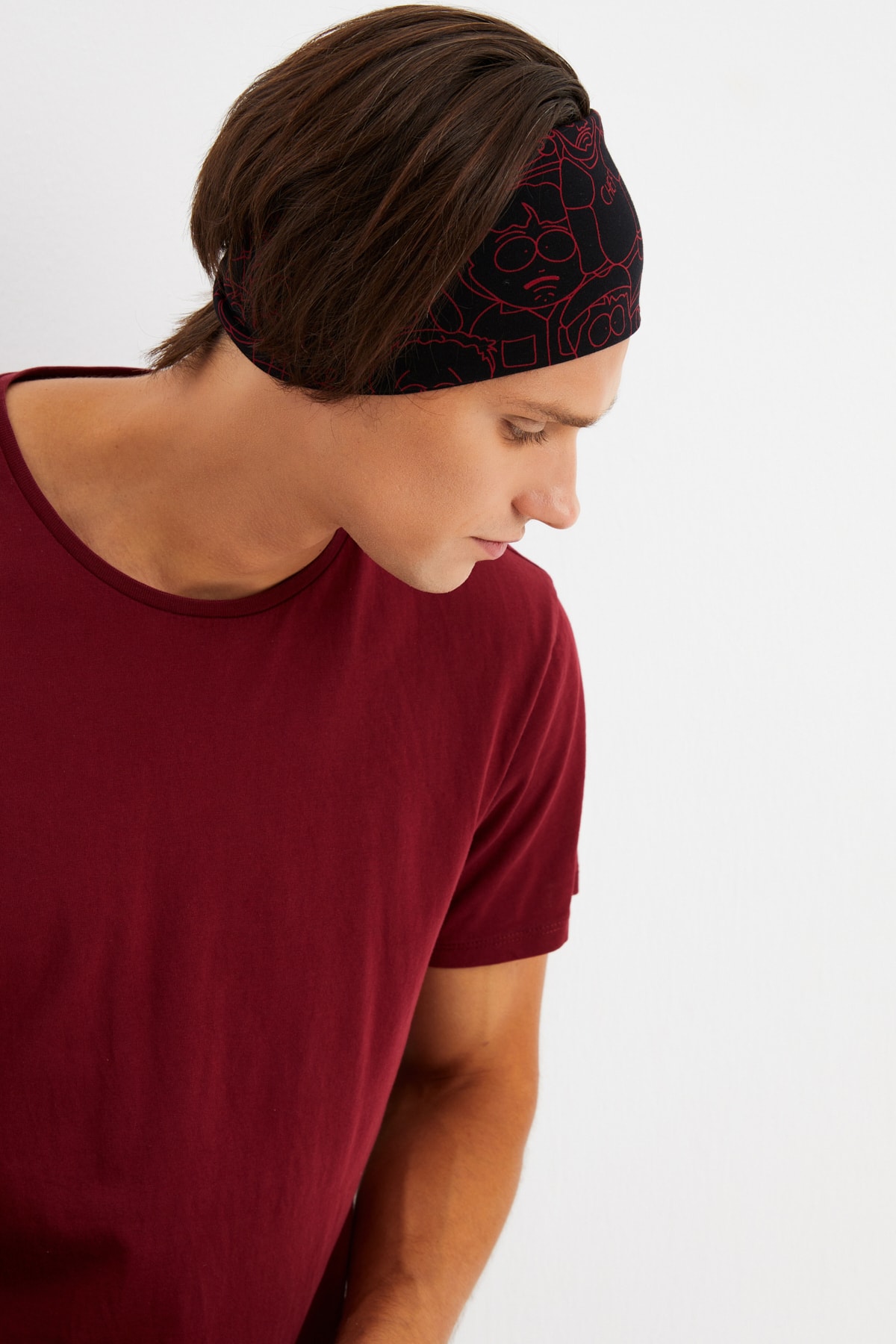 Erkek Pamuklu Penye, Kaymaz, Ultra Hafif, Spor Geniş Saç Bandı Bandana Buff 4