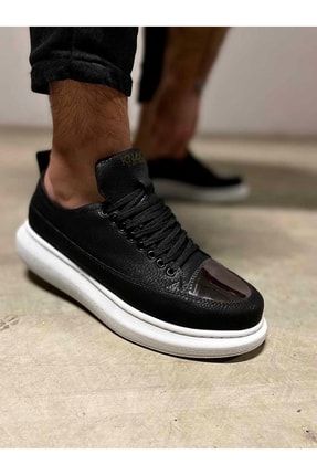 Bağcıklı Yüksek Kalın Taban Günlük Erkek Sneaker Siyah BZ4-KN813