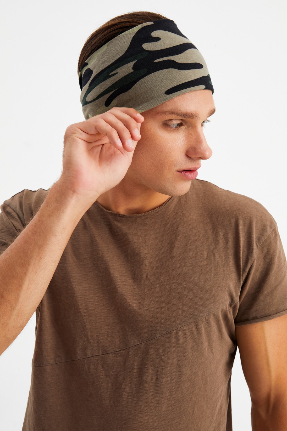 Erkek Pamuklu Penye, Kaymaz, Ultra Hafif, Spor Geniş Saç Bandı Bandana Buff 3