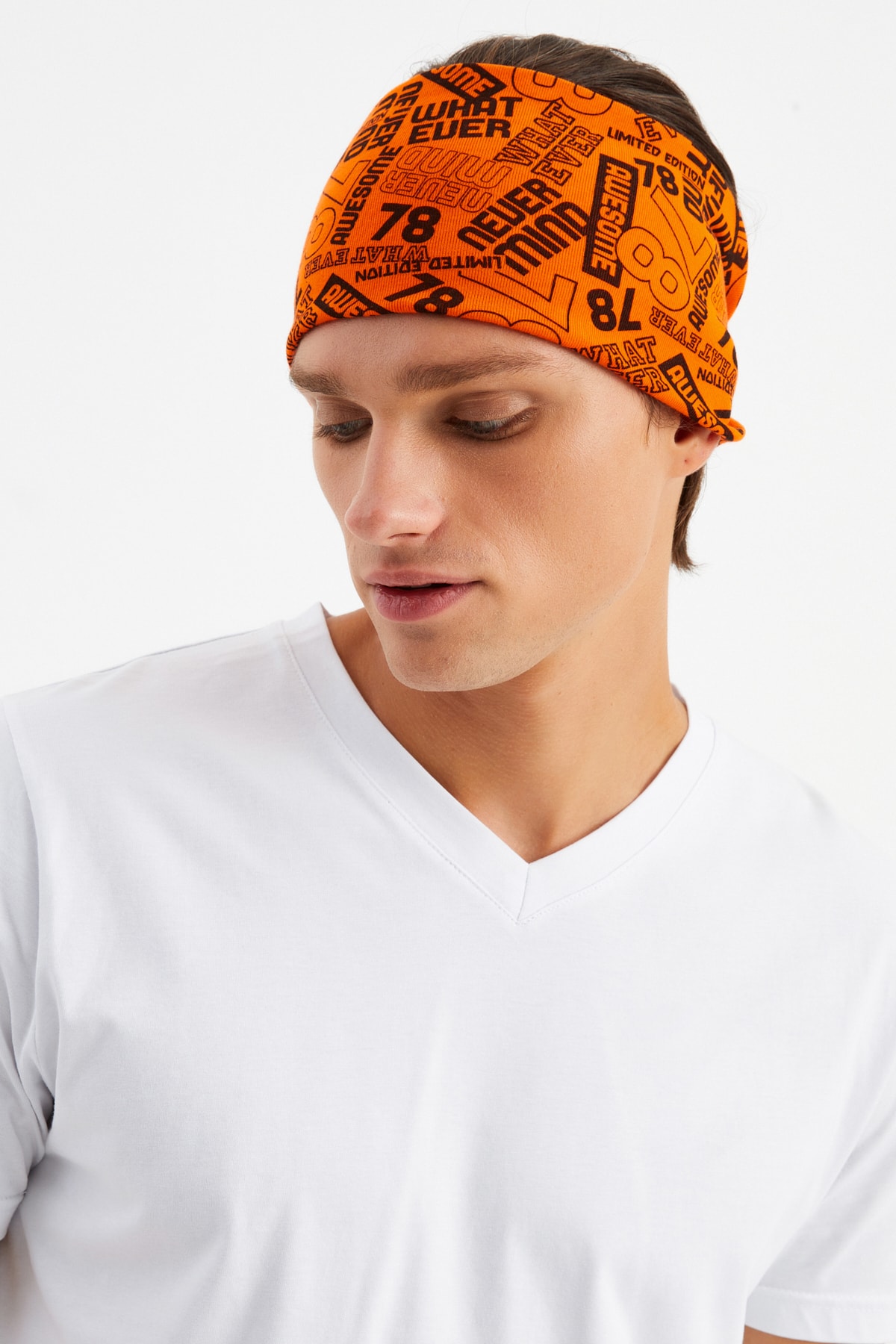 Erkek Pamuklu Penye, Kaymaz, Ultra Hafif, Spor Geniş Saç Bandı Bandana Buff 4