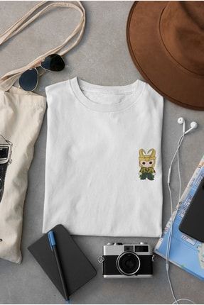 Unisex Beyaz Dijital Baskılı Kısa Kollu Marvel-loki Tasarım Oversize T-shirt sheesh-129