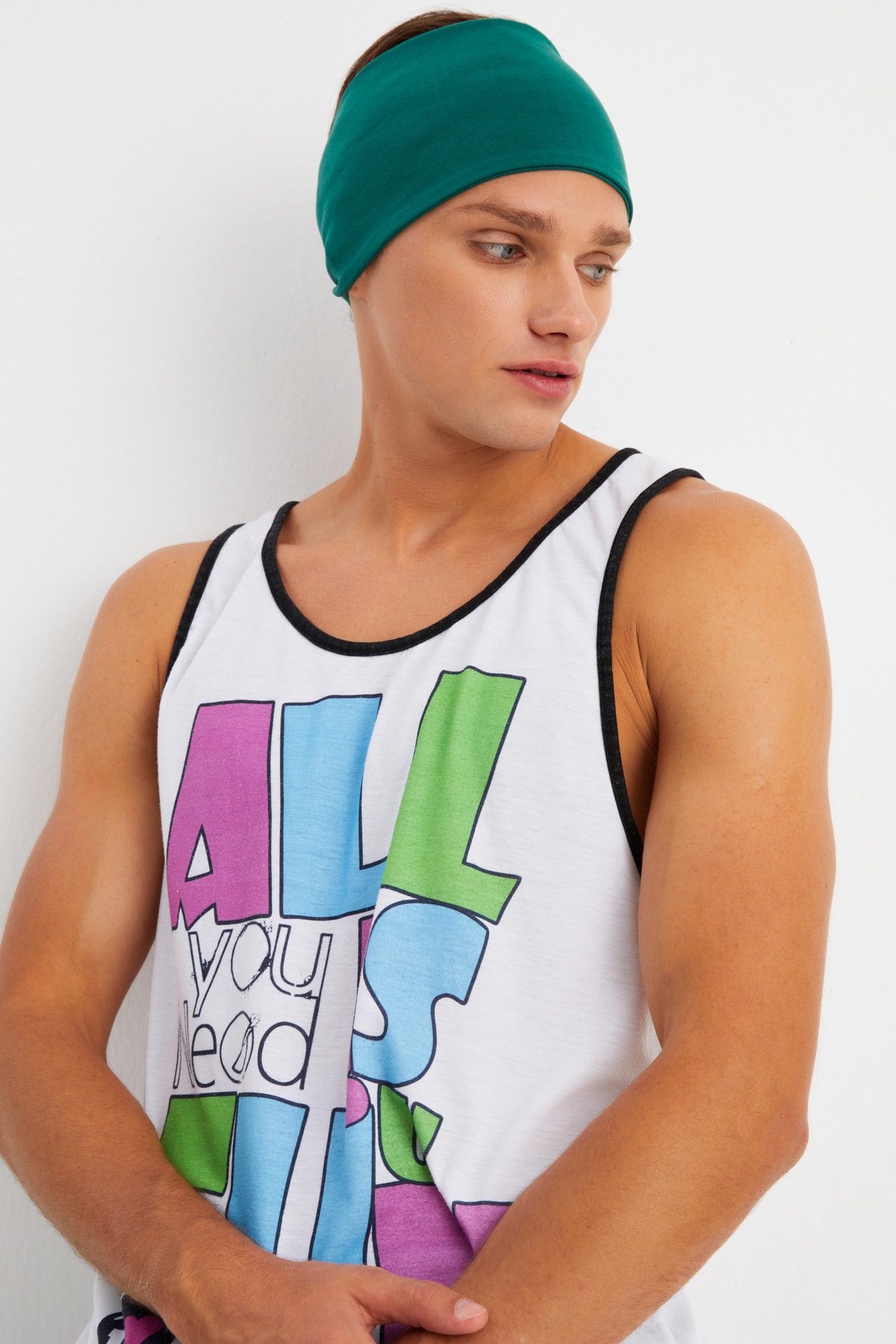 Erkek Pamuklu Penye, Kaymaz, Ultra Hafif, Spor Geniş Saç Bandı Bandana Buff 3