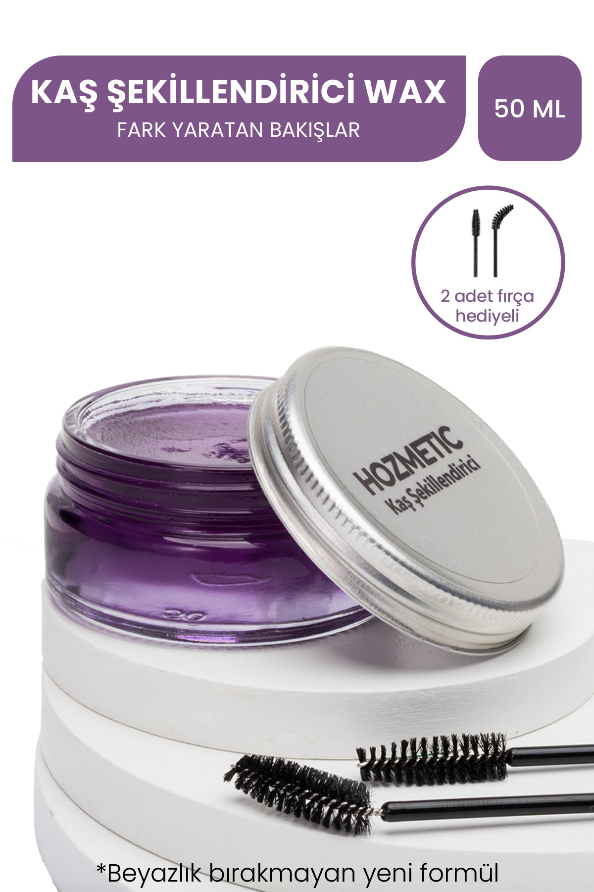 HOZMETİC Besleyici Kaş Sabitleyici Ve Kaş Şekillendirici Wax 50 ml + 2 Adet Kaş Fırçası