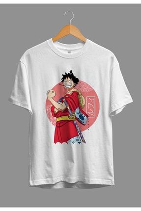 Oversize One Piece Monkey D. Luffy Anime Karakter Baskılı Özel Tasarım Tişört AKRB0866V