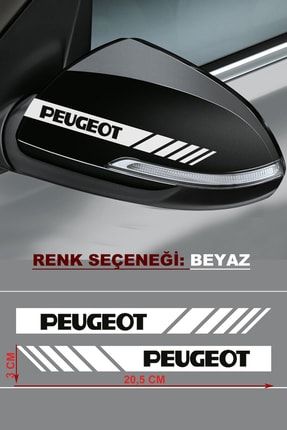 Peugeot Yan Ayna Şerit Sticker 2'li Set 20,5 X 2,5 Cm - Otomobil Sticker PEUGEOT Su Geçirmez-A Kalite Folyo