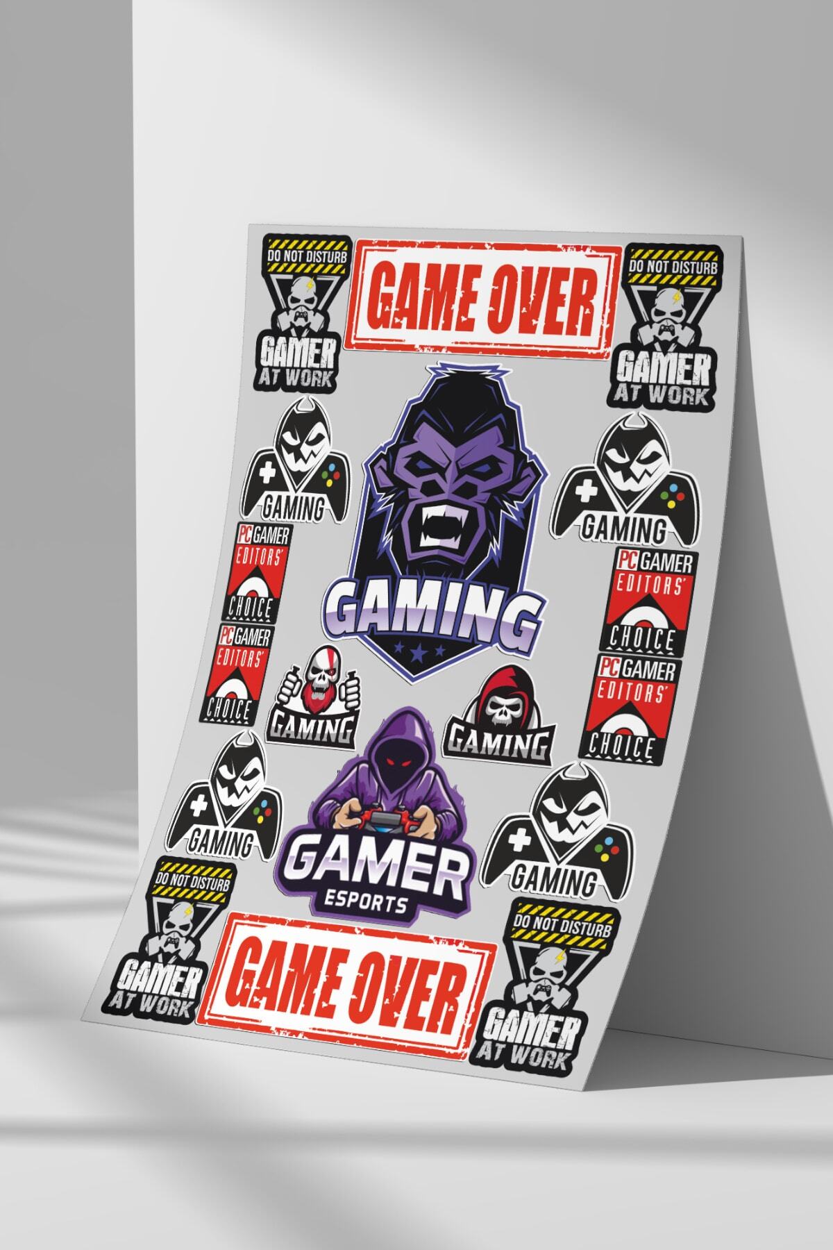Sticker Market Game Over, Gaming, Oyuncu Sticker Seti, Düz Yüzeyler ...