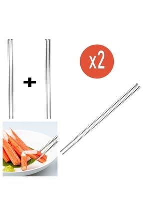 2 Çift Metal Chopstick Paslanmaz Çelik Çin Çubuğu Yemek Çubukları 5895058928ik