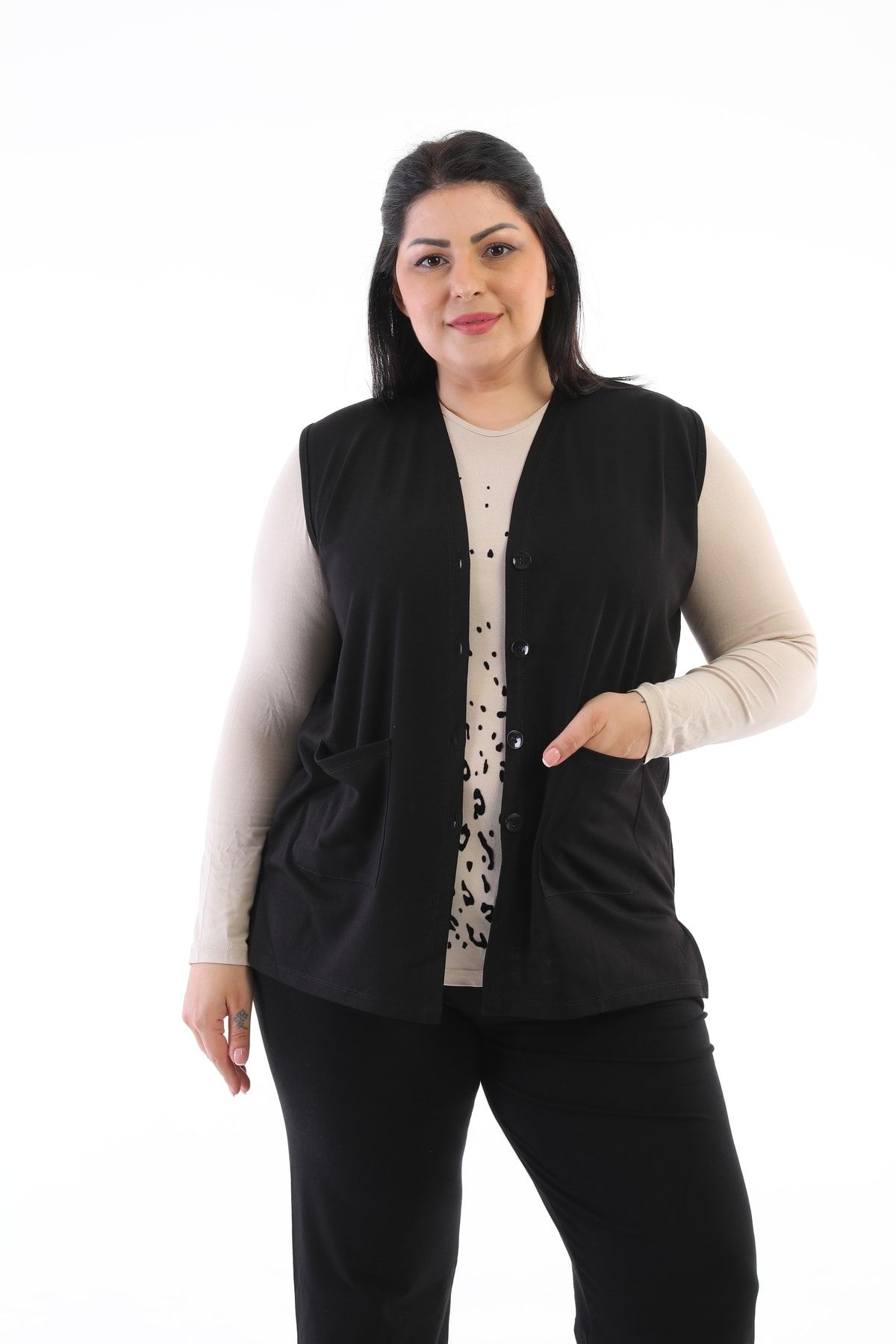 Şahbaz-Plus Size Short Pocket Vest 5