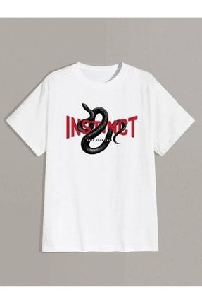 Oversize Unisex Instinct Shed Your Skin Baskılı T-shirt %100 Pamuk mdl-newseason-s143