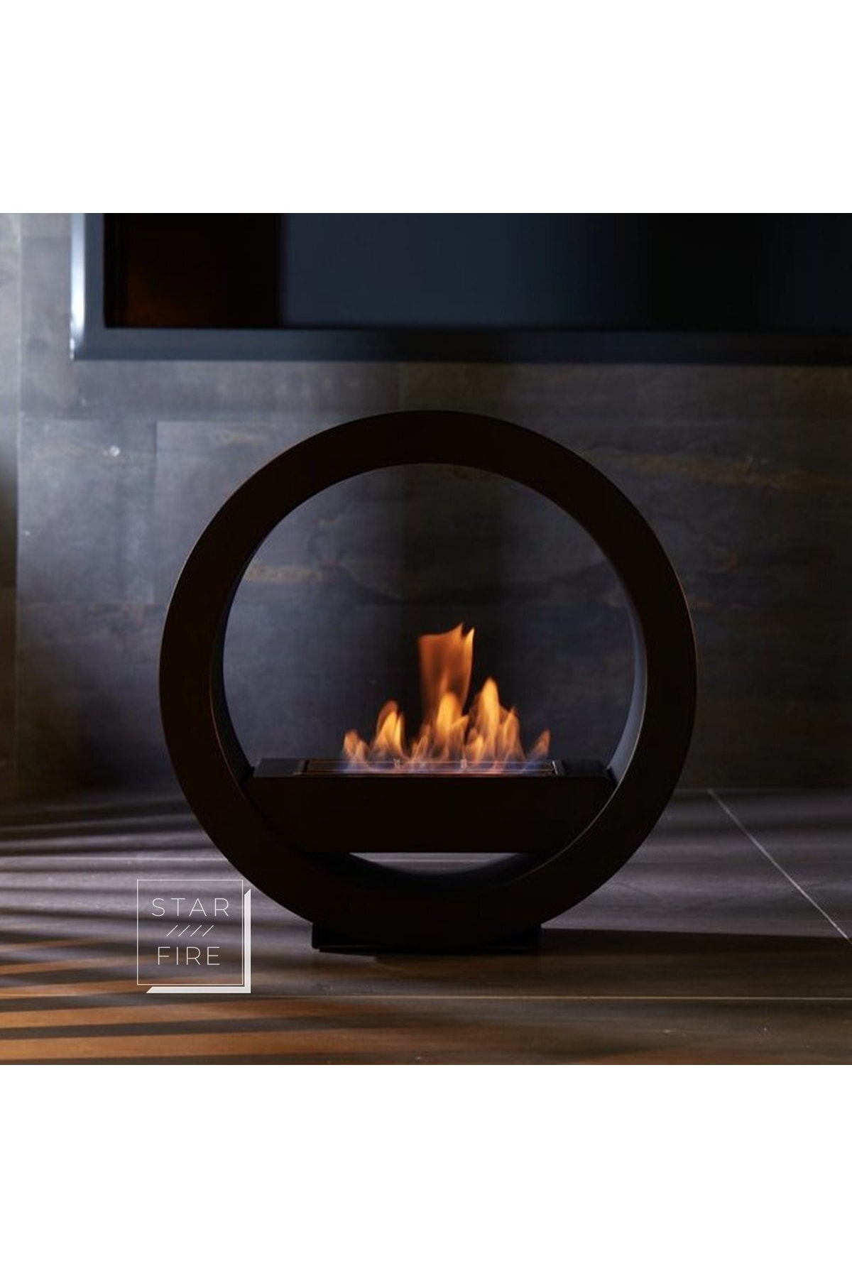 Starfire Round Design Black Portable Bioethanol Fireplace