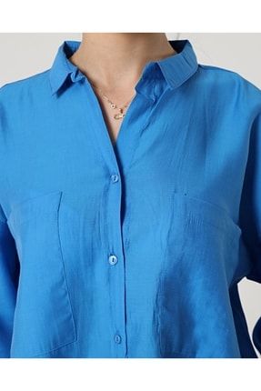 Trend Girls Mavi Oversize Gömlek Np1535
