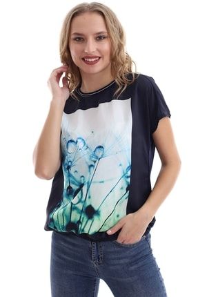 Kadın Eteği Lastikli Baskılı T-shirt slf1033