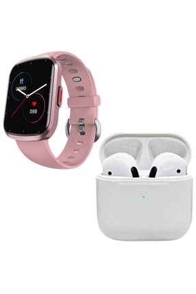 Pro 5 Beyaz Bluetooth Kulaklık Hw13 Smartwatch Pembe Akıllı Saat 8626