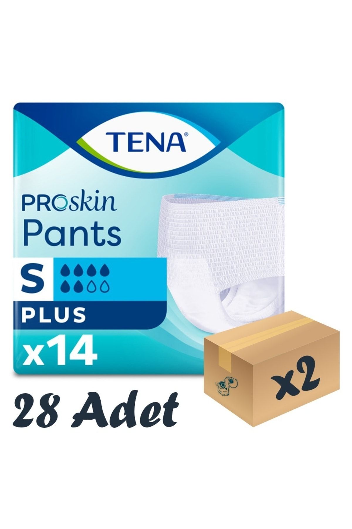 TENA Proskin Pants Plus Emici Külot, Küçük Boy (s), 6 Damla, 14’lü 2 Paket 28 Adet