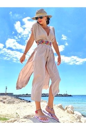 Kadın Kruvaze Yaka Plaj Elbisesi LACHELLO-TASH