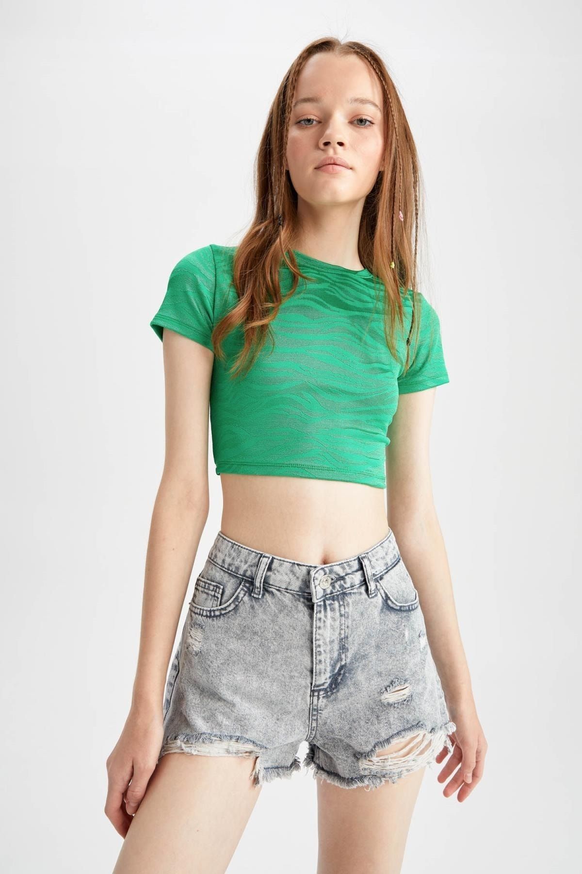 DeFacto T-Shirt Grün Regular Fit