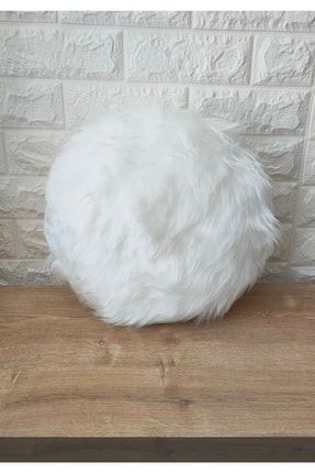Uzun Tüylü Peluş Büyük Top Yastık 5844586
