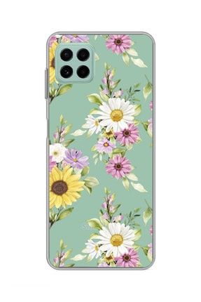 Samsung Galaxy A12 Kır Çiçekleri Desenli Tpuslip Polimer Şeffaf Kılıf A12Lans