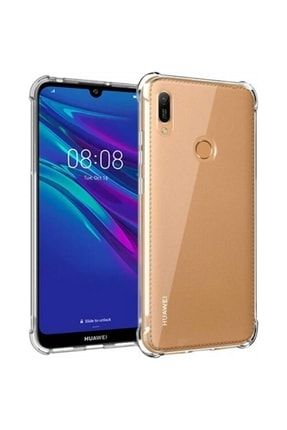Huawei Y6 2019 Köşe Korumalı Şeffaf Silikon Darbe Emici Telefon Kılıfı +2 Adet Ekran Koruyucu Y619antshock-101