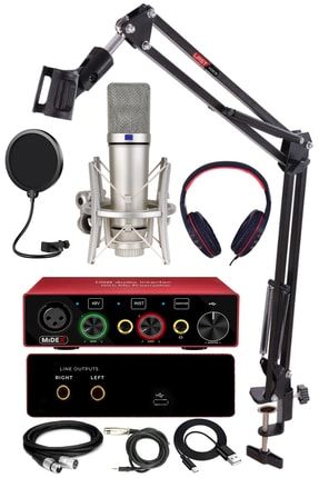 Midex Special Paket-2 Stüdyo Ekipmanları Glx-600 Ses Kartı Cx1 Mikrofon Kulaklık Stand 21458