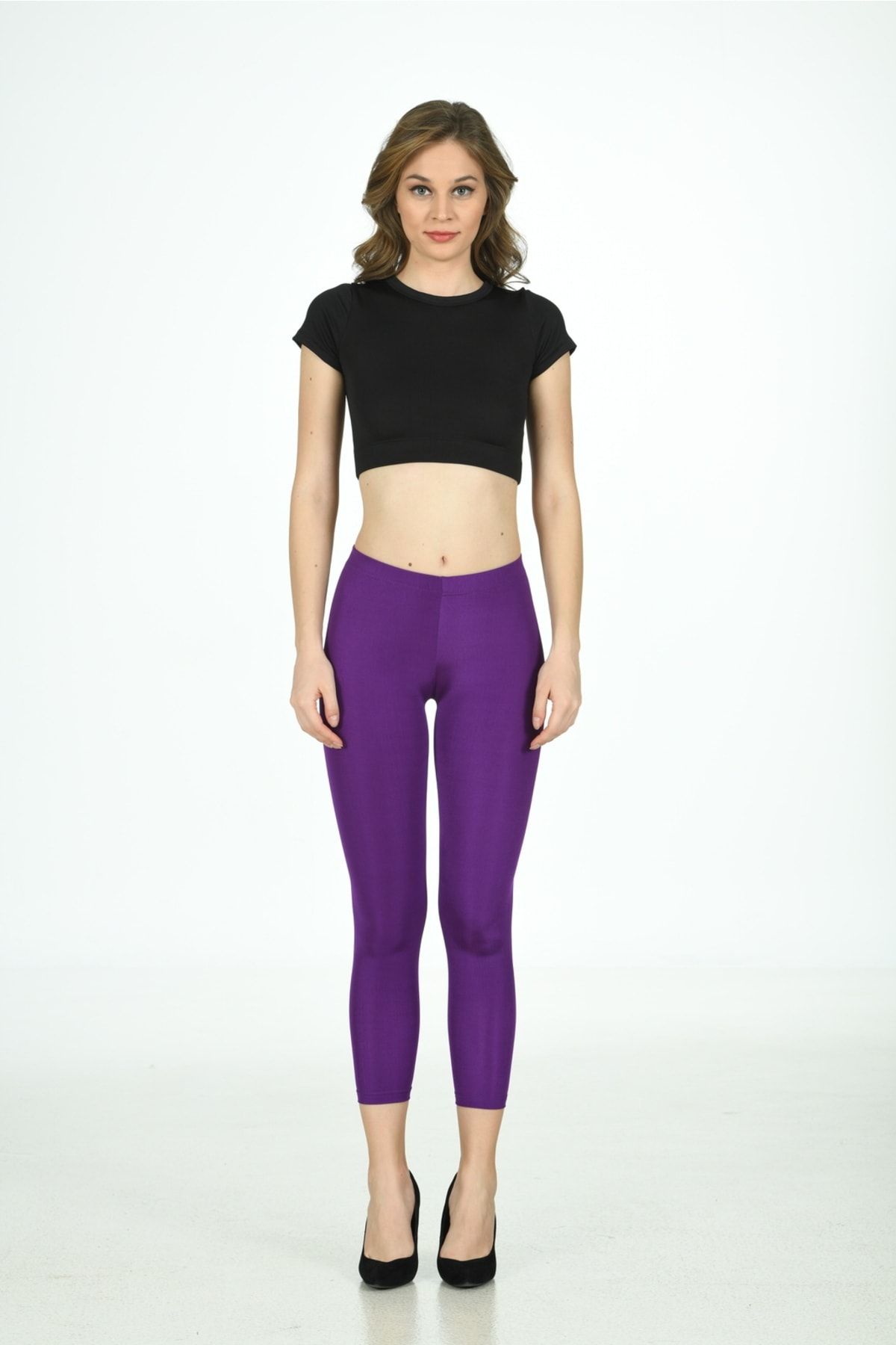 FATELLA Women's High Waist Purple Shiny Tights - Trendyol