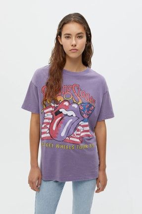 Rolling Stones Tour 89 Baskılı T-shirt 08245317