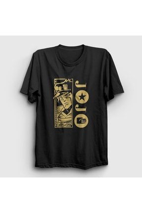 Unisex Siyah Jotaro Kujo V3 Anime Jojo T-shirt 322400tt