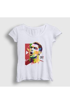 Kadın Beyaz Cool Futbol Cr7 Cristiano Ronaldo T-shirt 320203tt