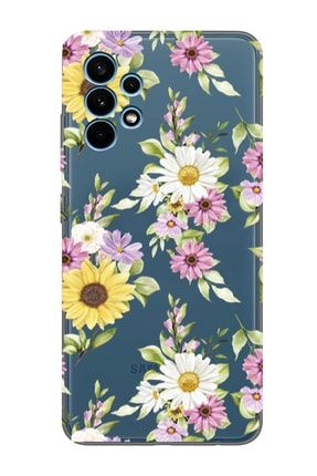Samsung Galaxy A32 Kır Çiçekleri Desenli Tpuslip Polimer Şeffaf Kılıf A32LANS