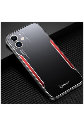 Iphone 11 Uyumlu Kılıf Metal Mitras Kılıf Silikon Kenar Kırmızı 3571-m350