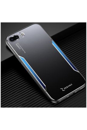 Iphone 7 Plus Uyumlu Kılıf Metal Mitras Kılıf Silikon Kenar Mavi 3571-m7
