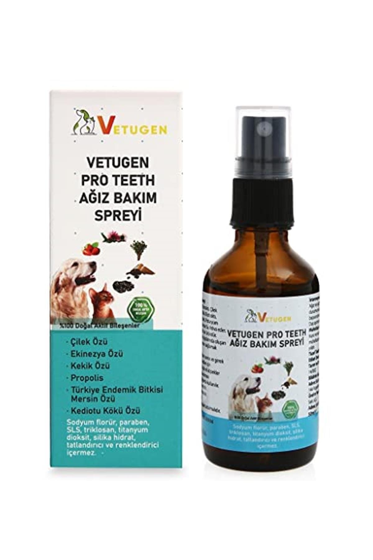 VETUGEN %100 Doğal Aktif Bileşenli Pro Teeth Kedi Ve Köpek Ağız Bakım Spreyi