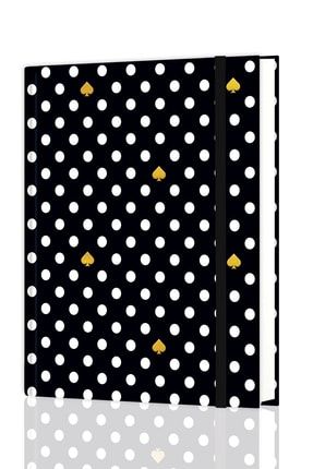 16,5x22,5 Cm Gizli Spiralli Noktalı Defter Tarihsiz Not Defteri - Polka Gold 1702N