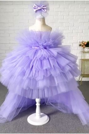 Lila Renk Tasarım Kız Çocuk Elbisesi NT0000001123432
