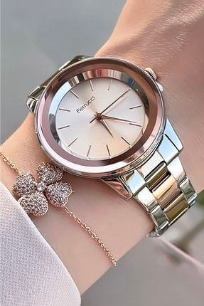 Rose Gümüş Renk 2 Yıl Garantili Kadın Kol Saati ve Bileklik FO11397MA