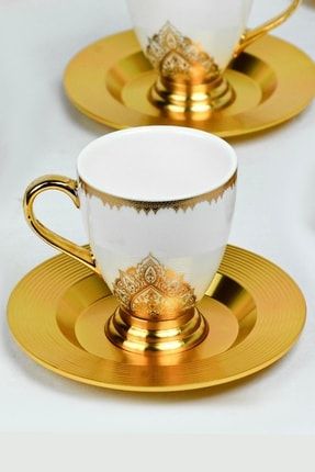 Porselen Altın Dekor Işlemeli Kahve Fincanı 6 Kişilik Koh10669 BD 30351914