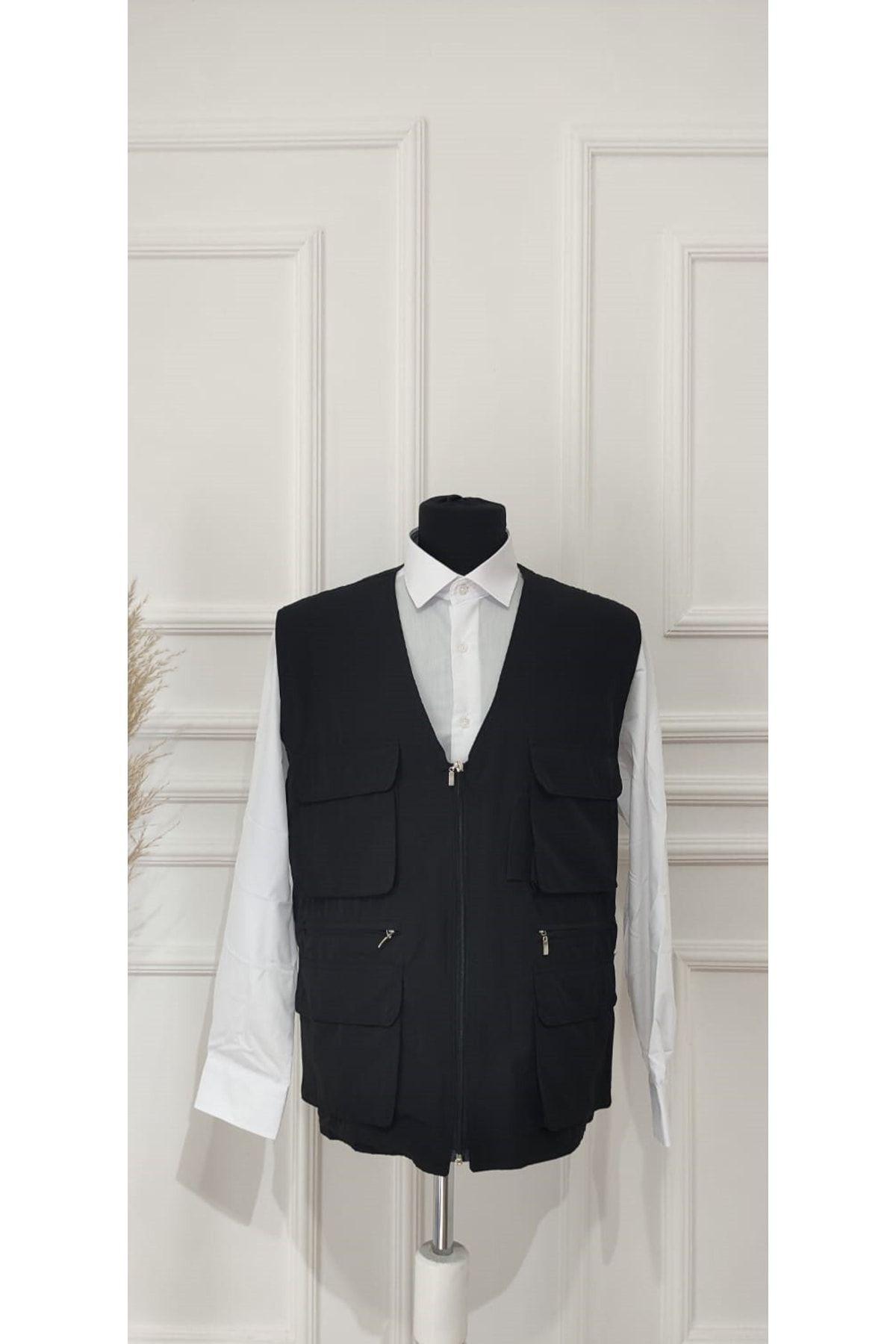 FATELLA Men s Multi Pocket Plus Size Linen Vest Trendyol