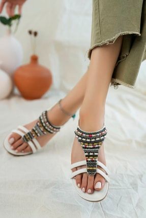 Rosa Anatomik Fashion Taşlı Günlük Kadın Sandalet KHGJY12022-T