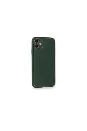 Iphone 12 6.1 Inç Silikon Kenarlı Yeşil Deri Kılıf CMP-CN-MBLCDD-ELKTRNK-KLF-147293