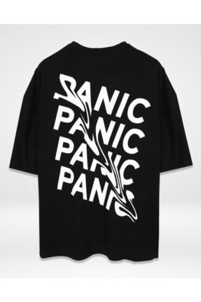 Panic Sırt Baskılı Siyah Oversize Unisex Tshirt BM8160065