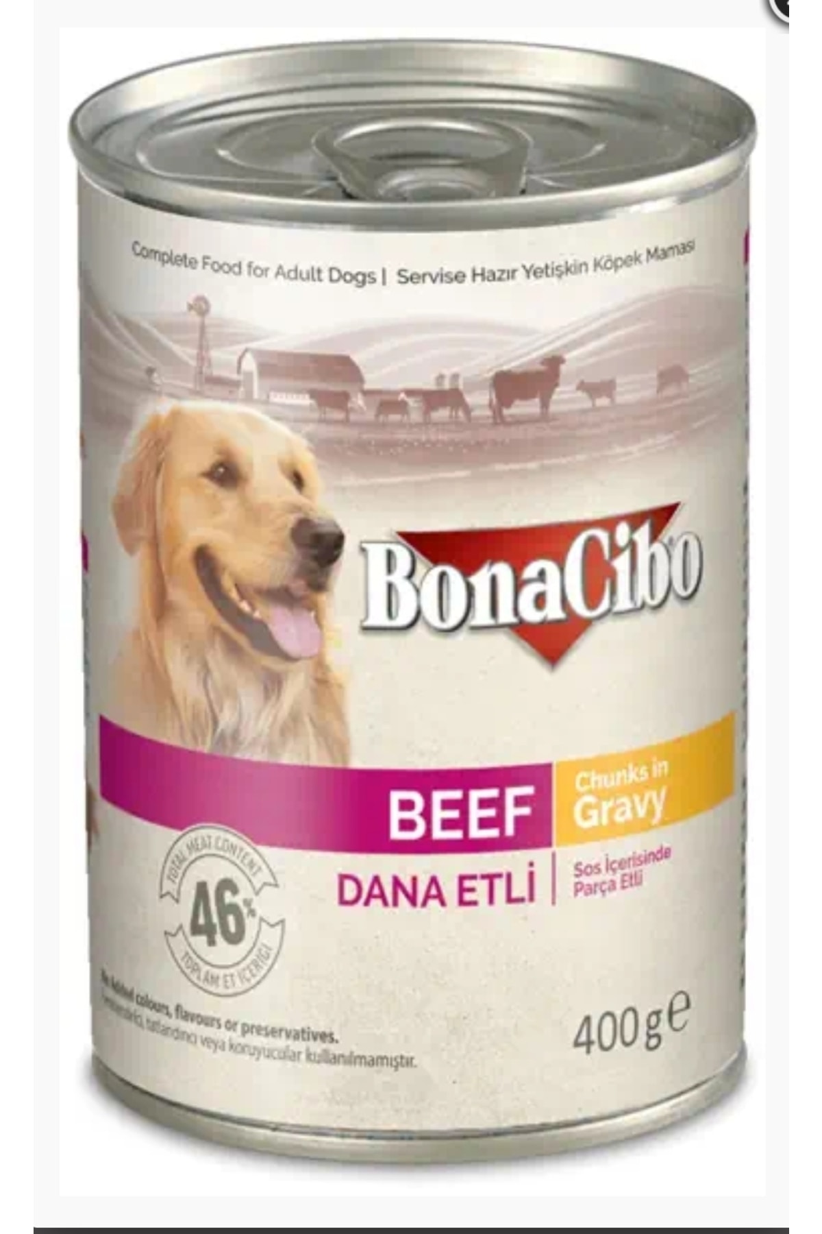 BonaCibo Soslu Dana Etli Yaş Konserve Yetişkin Köpek Maması 4 Adet